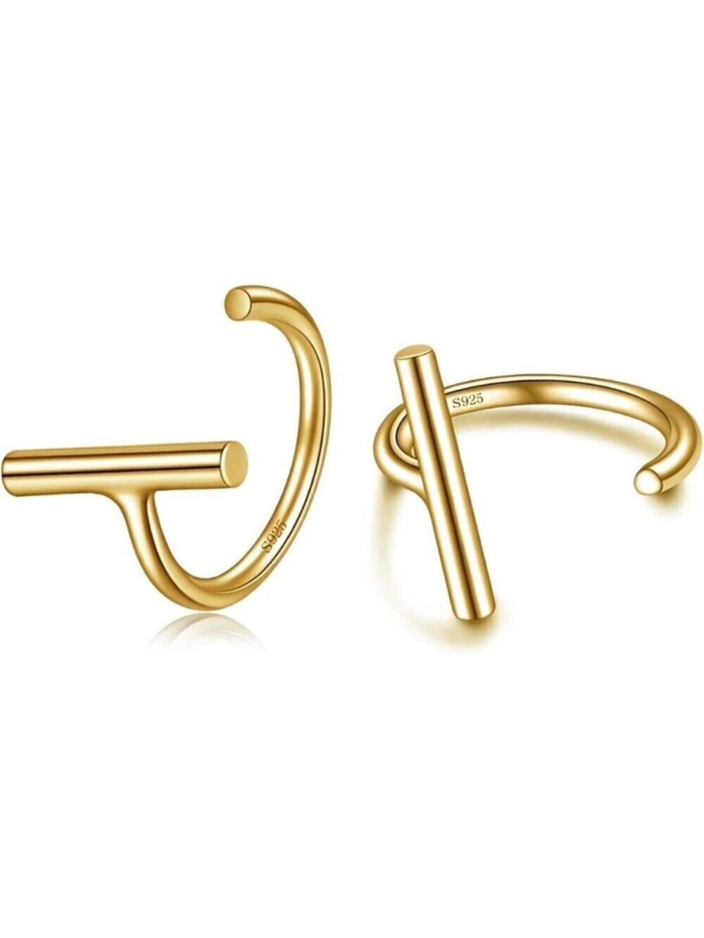 Sterling Gold Half Hoop Earrings Small Huggie Cartilage Studs for Women's